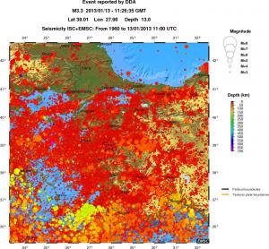 regional depth historical seismicity