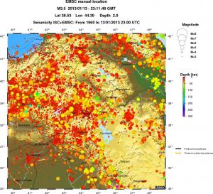 regional depth historical seismicity