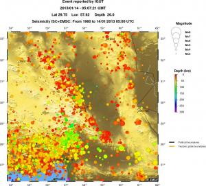 regional depth historical seismicity