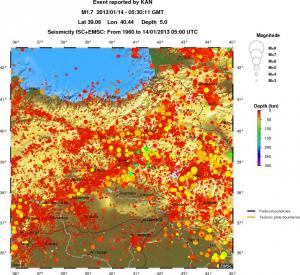 regional depth historical seismicity