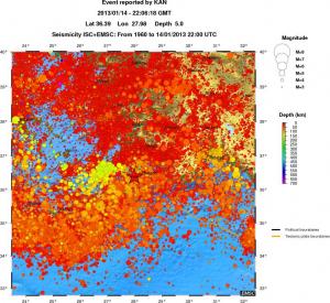 regional depth historical seismicity