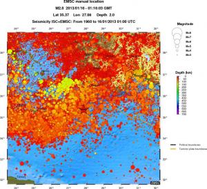 regional depth historical seismicity