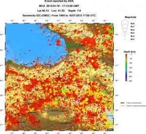 regional depth historical seismicity