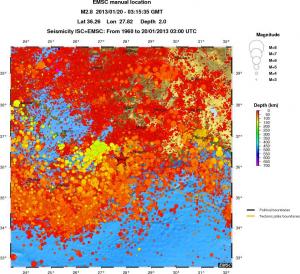 regional depth historical seismicity