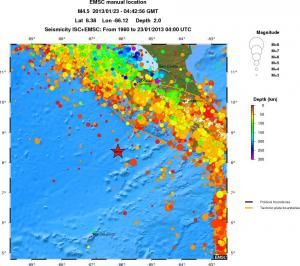 regional depth historical seismicity