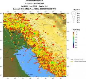 regional depth historical seismicity
