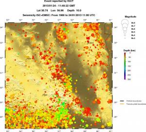 regional depth historical seismicity