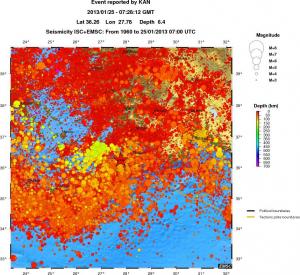 regional depth historical seismicity