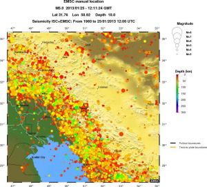 regional depth historical seismicity
