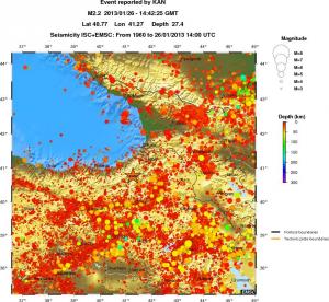 regional depth historical seismicity