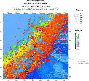 regional depth historical seismicity