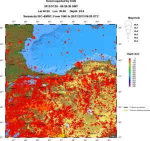 regional depth historical seismicity