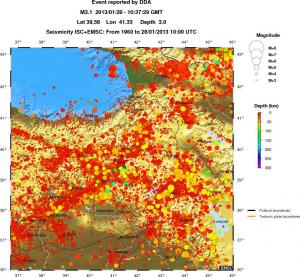 regional depth historical seismicity