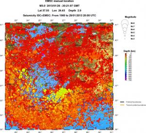 regional depth historical seismicity