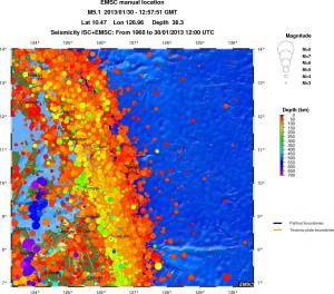 regional depth historical seismicity