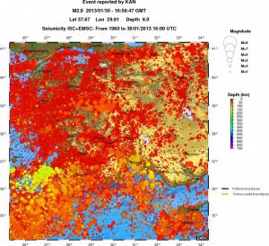 regional depth historical seismicity