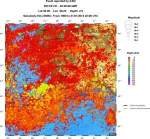 regional depth historical seismicity