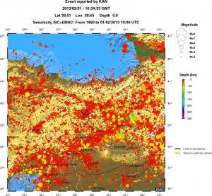 regional depth historical seismicity