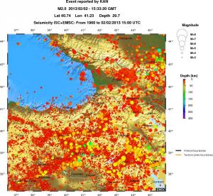 regional depth historical seismicity