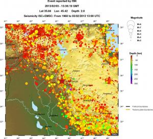 regional depth historical seismicity