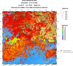 regional depth historical seismicity