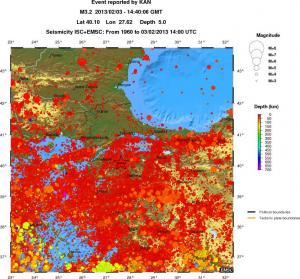 regional depth historical seismicity