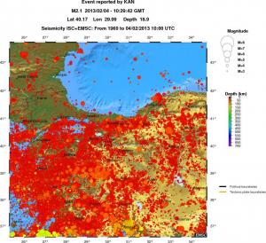 regional depth historical seismicity