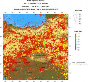 regional depth historical seismicity