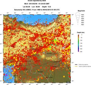 regional depth historical seismicity