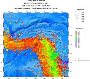 regional depth historical seismicity