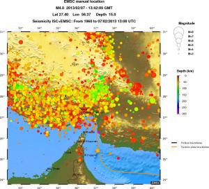 regional depth historical seismicity