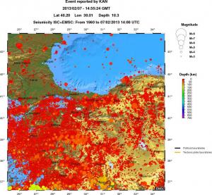 regional depth historical seismicity