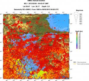 regional depth historical seismicity