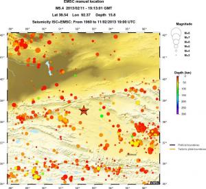 regional depth historical seismicity