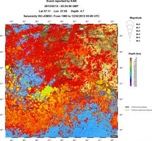 regional depth historical seismicity