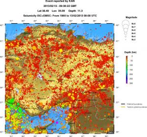 regional depth historical seismicity