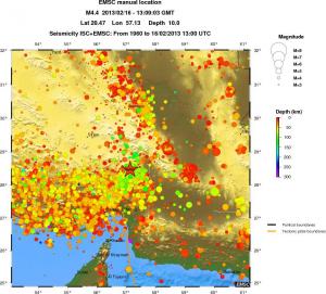 regional depth historical seismicity