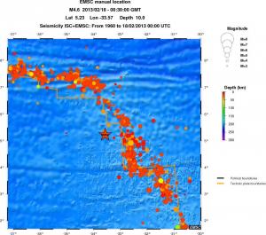 regional depth historical seismicity