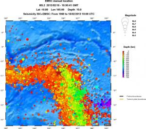regional depth historical seismicity