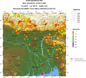 regional depth historical seismicity