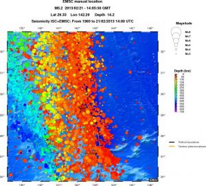 regional depth historical seismicity