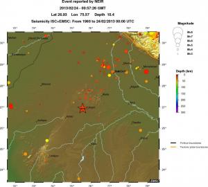 regional depth historical seismicity