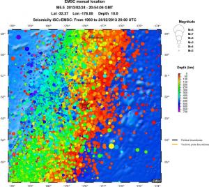 regional depth historical seismicity
