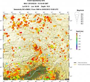 regional depth historical seismicity