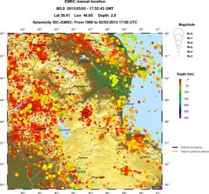 regional depth historical seismicity