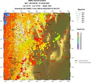 regional depth historical seismicity