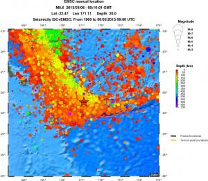 regional depth historical seismicity