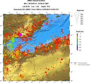 regional depth historical seismicity
