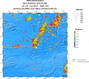 regional depth historical seismicity
