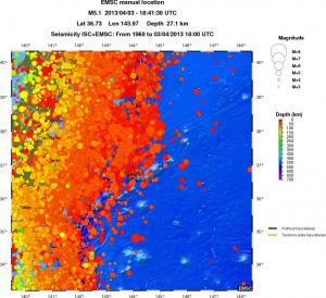 regional depth historical seismicity